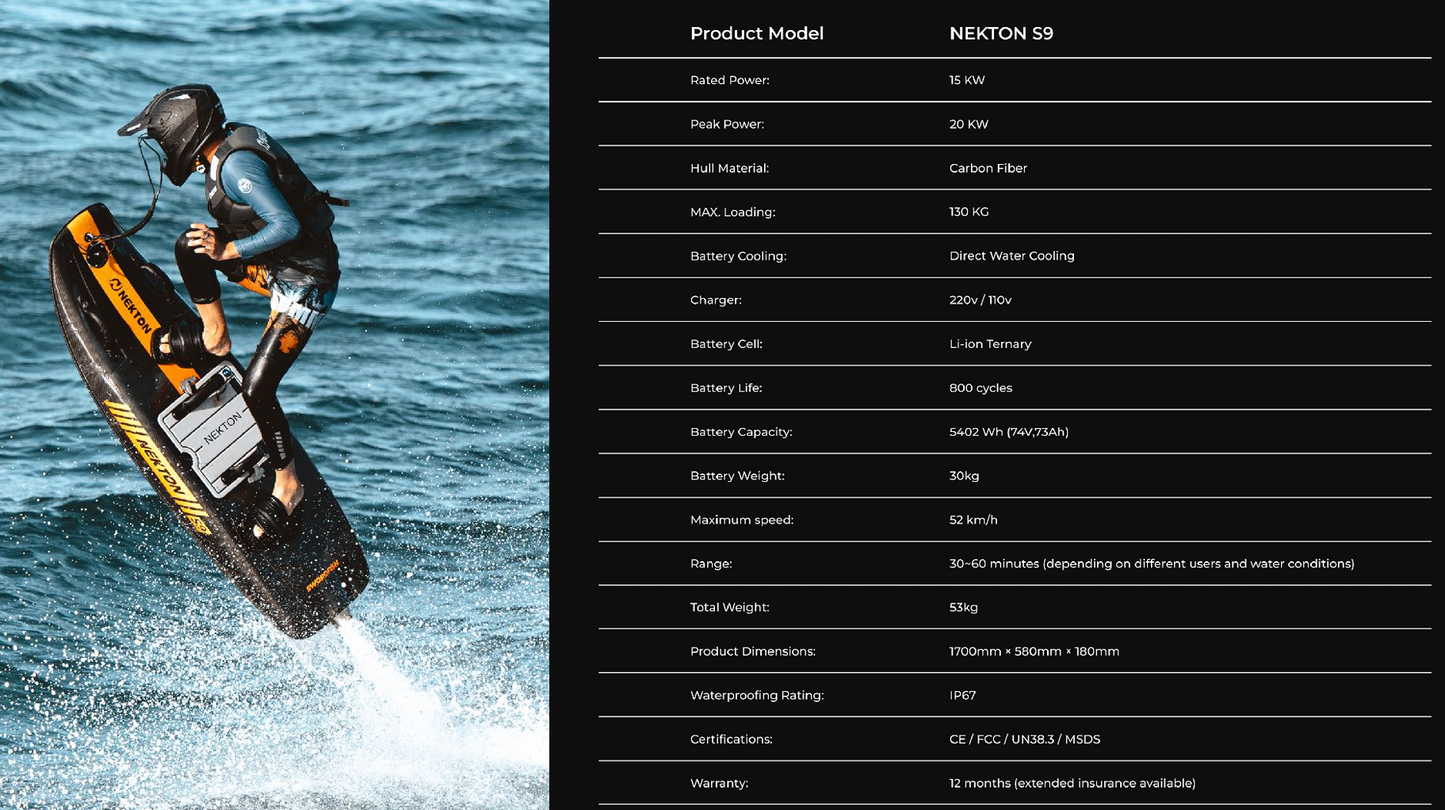 NEKTON S9 Carbon Fiber Electric Jet Surfboard