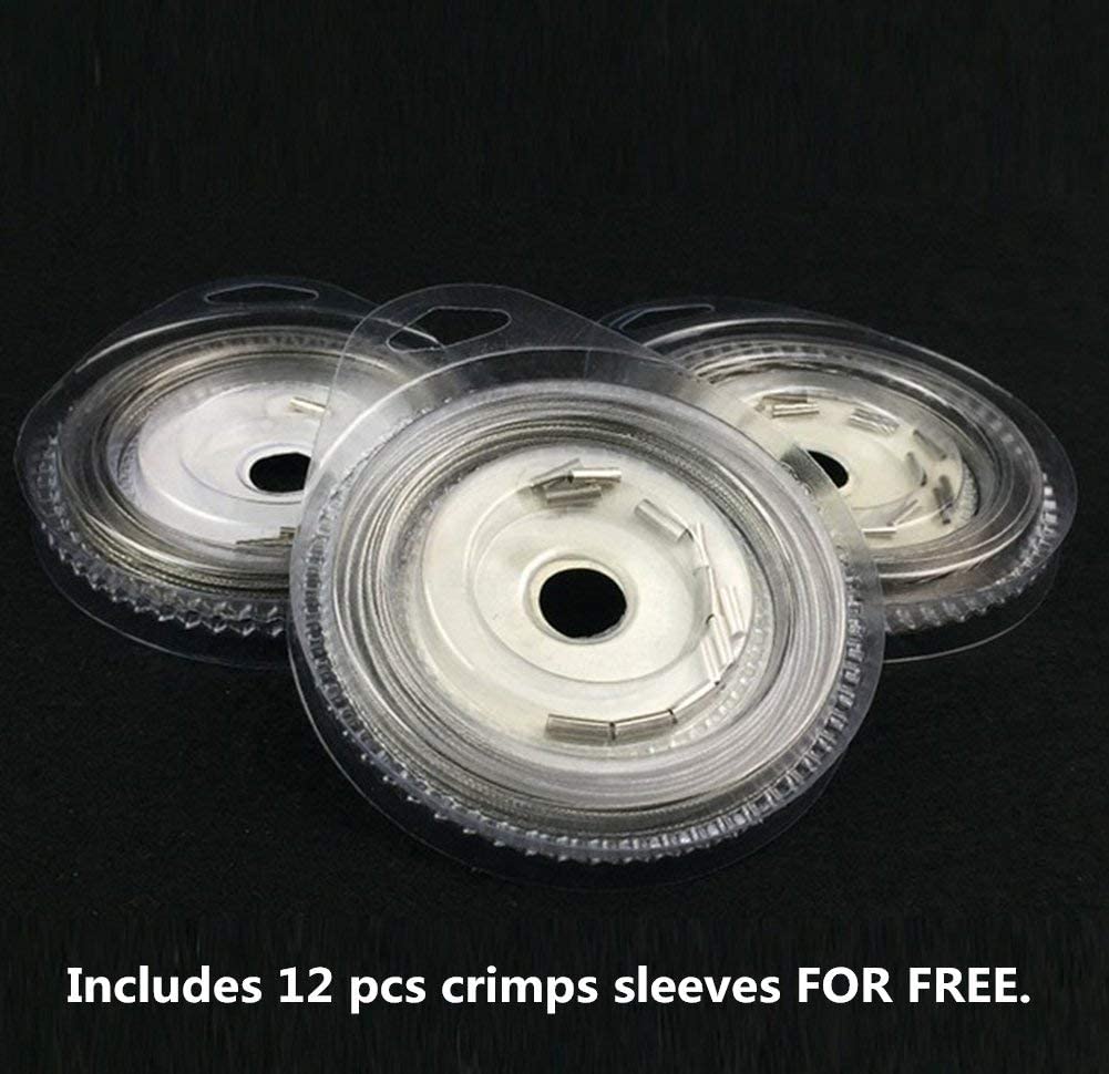 10LB-200LB Fishing line Wire Leader Vinyl Coated Stainless Steel Leader Wire 10 Meter,with 12pcs Crimps Sleeves