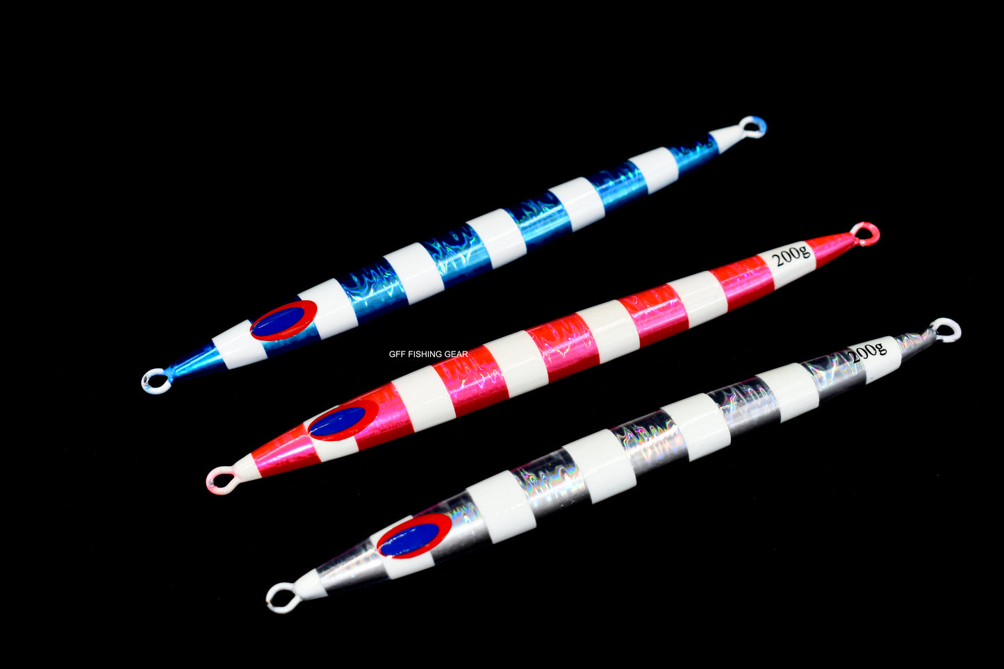 Luminous Striped Metal Jig Fishing Lure 200g and 300g #062