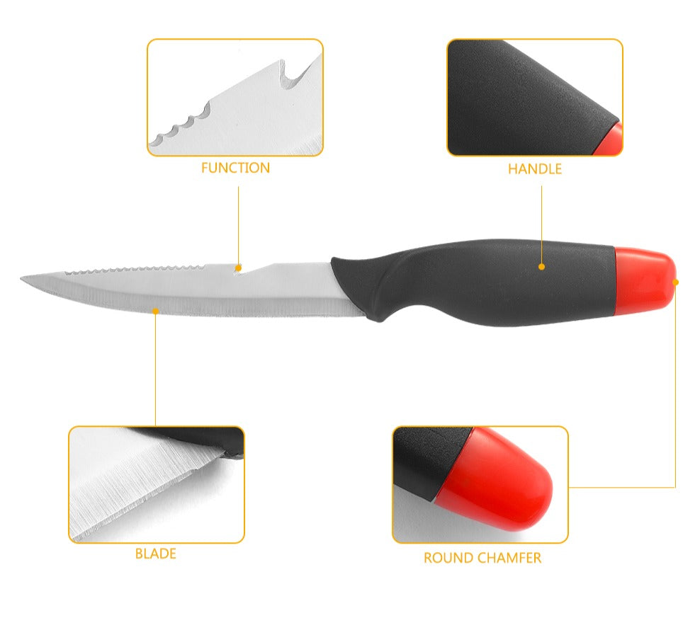 Stainless Steel Fishing Knife with Scabbard TPR Handle