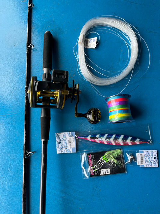 Overhead Fishing Gear Rental Set with Line Counter