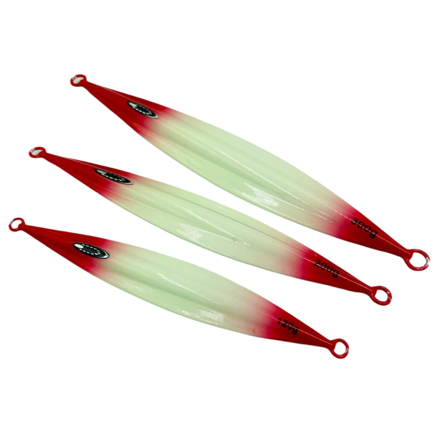 METAL JIG LURE LUMINOUS  REDHEAD/REDTAIL 120G 200G AND 300G