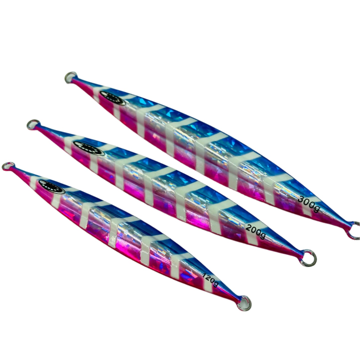 METAL JIG LURE  BLUE/PINK luminous 120G 200G AND 300G