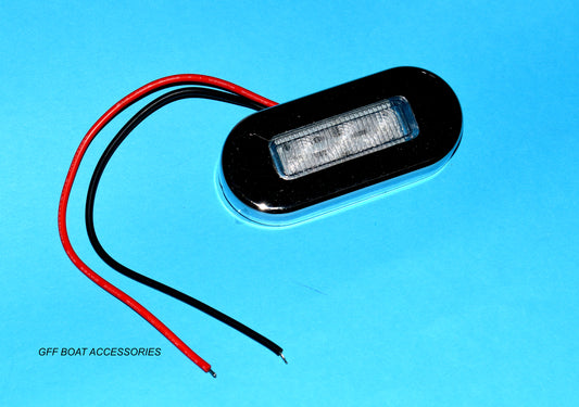 White, LED Oblong Courtesy Light, 3”x1-1/4” 12-24V 3 LEDs