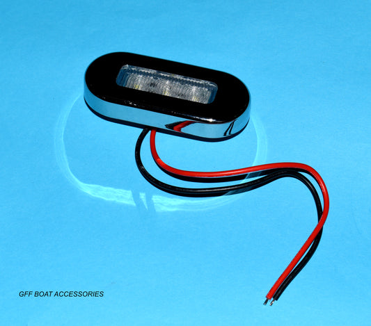 Blue LED Oblong Courtesy Light, 3”x1-1/4” 12-24V 3 LEDs