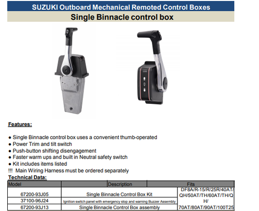 SUZUKI Outboard Remoted Control