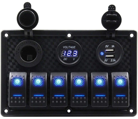 6PCS* Blue 2-LED Rocker Switch ON-OFF