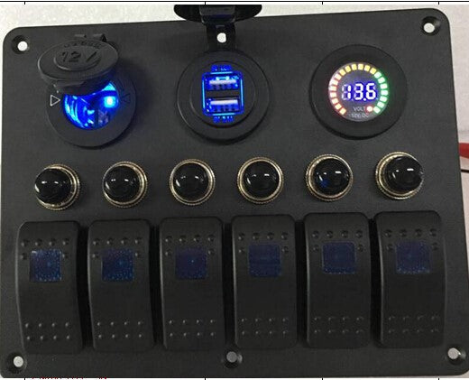 Switch Panel 12V ／24V 6PCS* Blue LED Rocker Switch ON-OFF