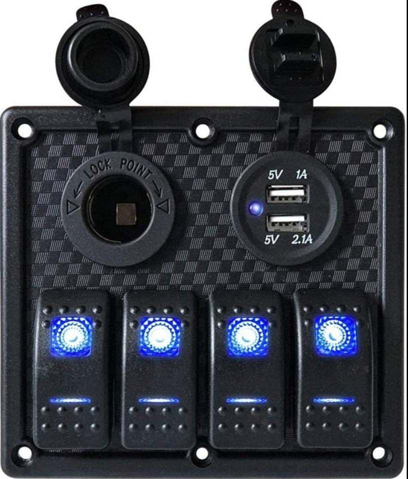 4PCS* Blue 2-LED Rocker Switch ON-OFF